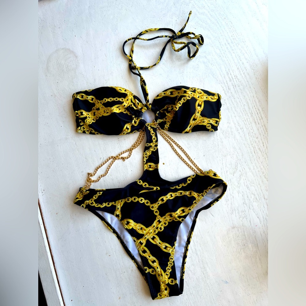SHEIN gold chain monokini